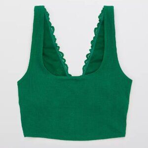 Aerie Holiday Best Lace Waffle Longline Bralette in Everglade Size M New